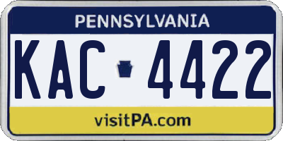 PA license plate KAC4422