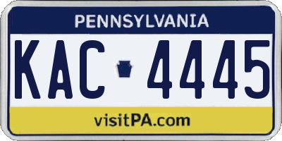 PA license plate KAC4445