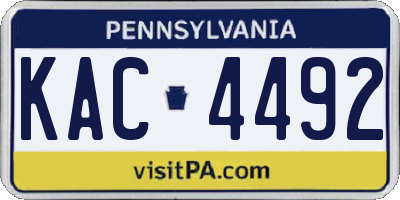 PA license plate KAC4492