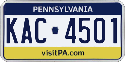 PA license plate KAC4501
