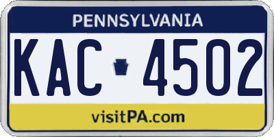 PA license plate KAC4502
