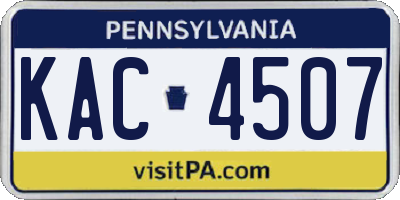 PA license plate KAC4507