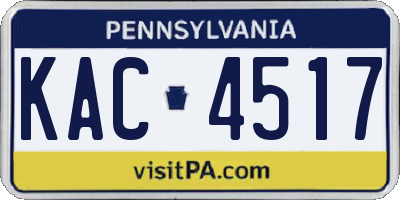 PA license plate KAC4517