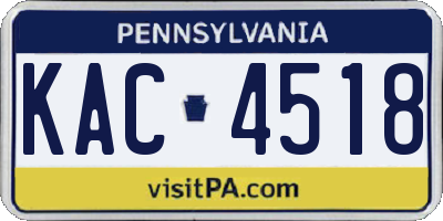 PA license plate KAC4518
