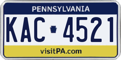 PA license plate KAC4521