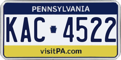 PA license plate KAC4522
