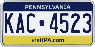 PA license plate KAC4523