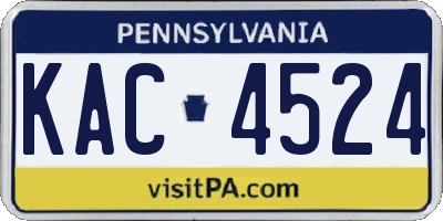 PA license plate KAC4524