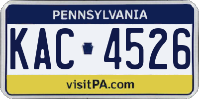 PA license plate KAC4526