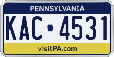 PA license plate KAC4531