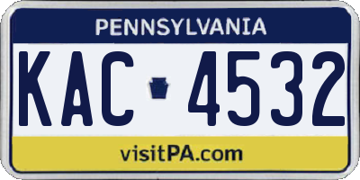 PA license plate KAC4532