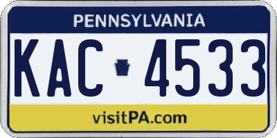 PA license plate KAC4533
