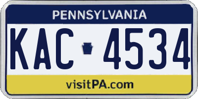PA license plate KAC4534