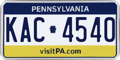 PA license plate KAC4540