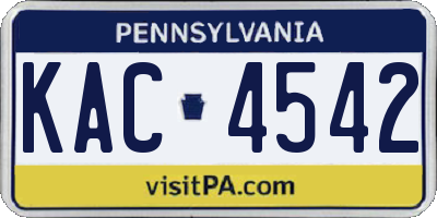 PA license plate KAC4542