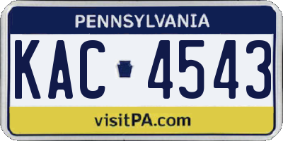 PA license plate KAC4543