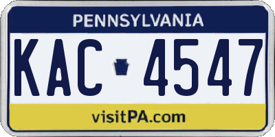 PA license plate KAC4547