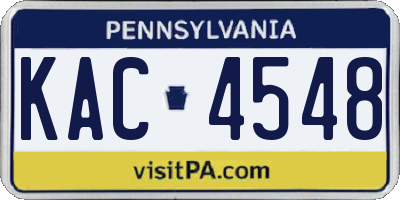 PA license plate KAC4548