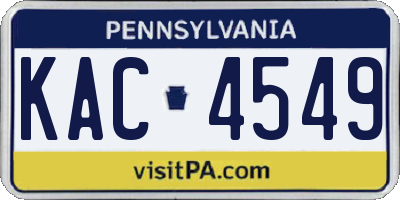 PA license plate KAC4549