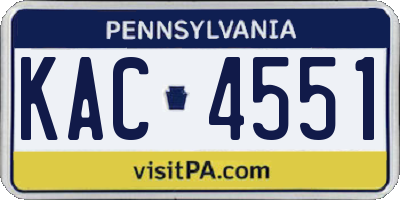 PA license plate KAC4551