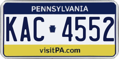 PA license plate KAC4552