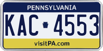 PA license plate KAC4553