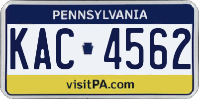 PA license plate KAC4562
