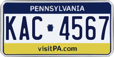 PA license plate KAC4567