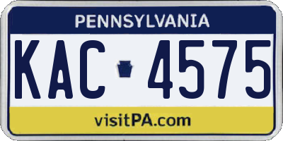 PA license plate KAC4575