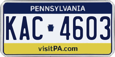 PA license plate KAC4603