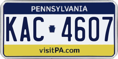 PA license plate KAC4607