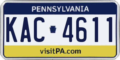 PA license plate KAC4611