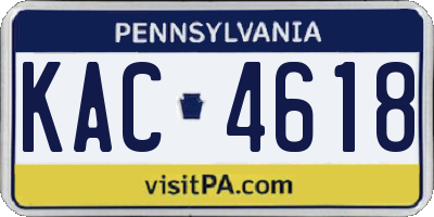 PA license plate KAC4618