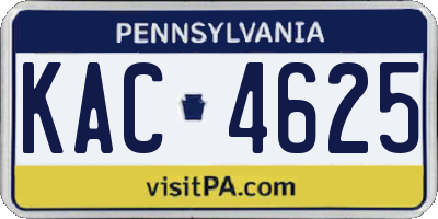 PA license plate KAC4625