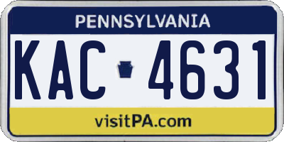 PA license plate KAC4631
