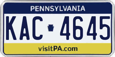 PA license plate KAC4645