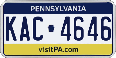 PA license plate KAC4646
