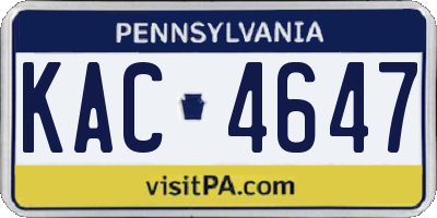 PA license plate KAC4647