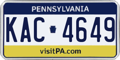 PA license plate KAC4649