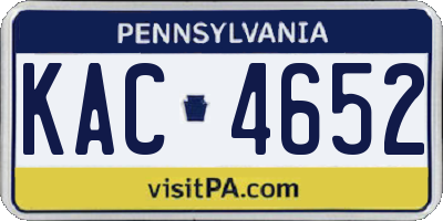 PA license plate KAC4652