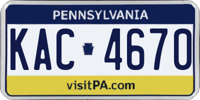 PA license plate KAC4670
