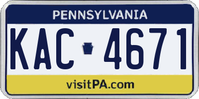 PA license plate KAC4671