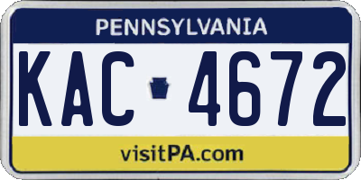PA license plate KAC4672