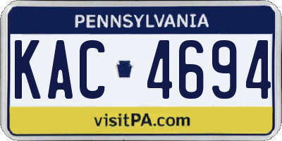 PA license plate KAC4694