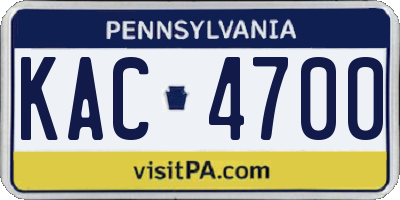 PA license plate KAC4700