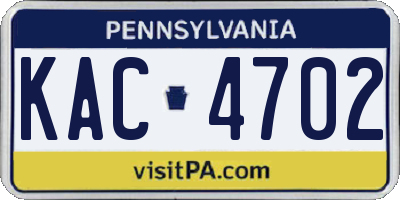 PA license plate KAC4702