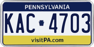 PA license plate KAC4703