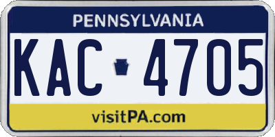 PA license plate KAC4705