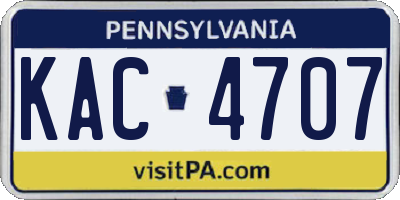 PA license plate KAC4707