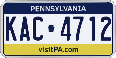 PA license plate KAC4712